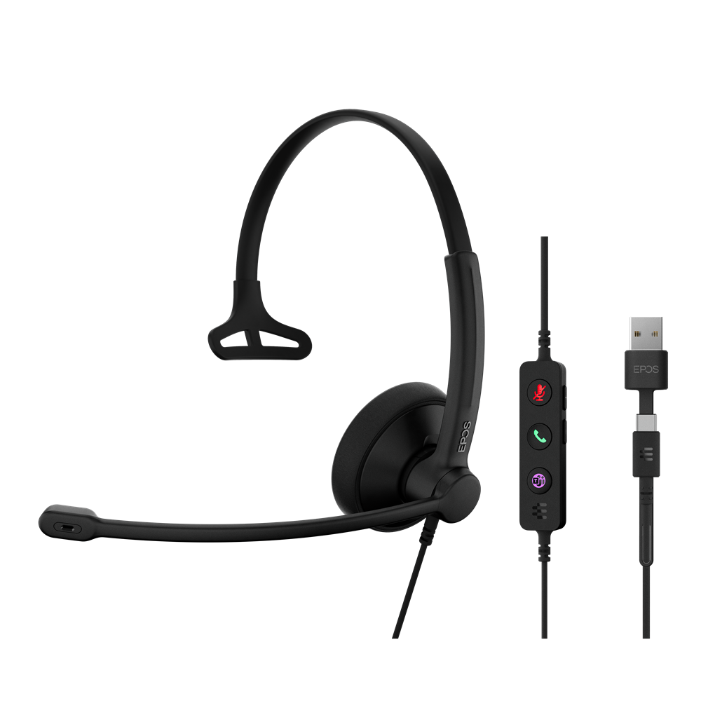EPOS 1001419 hoofdtelefoon/headset Bedraad Hoofdband Kantoor/callcenter USB Type-C / USB Type-A Zwart