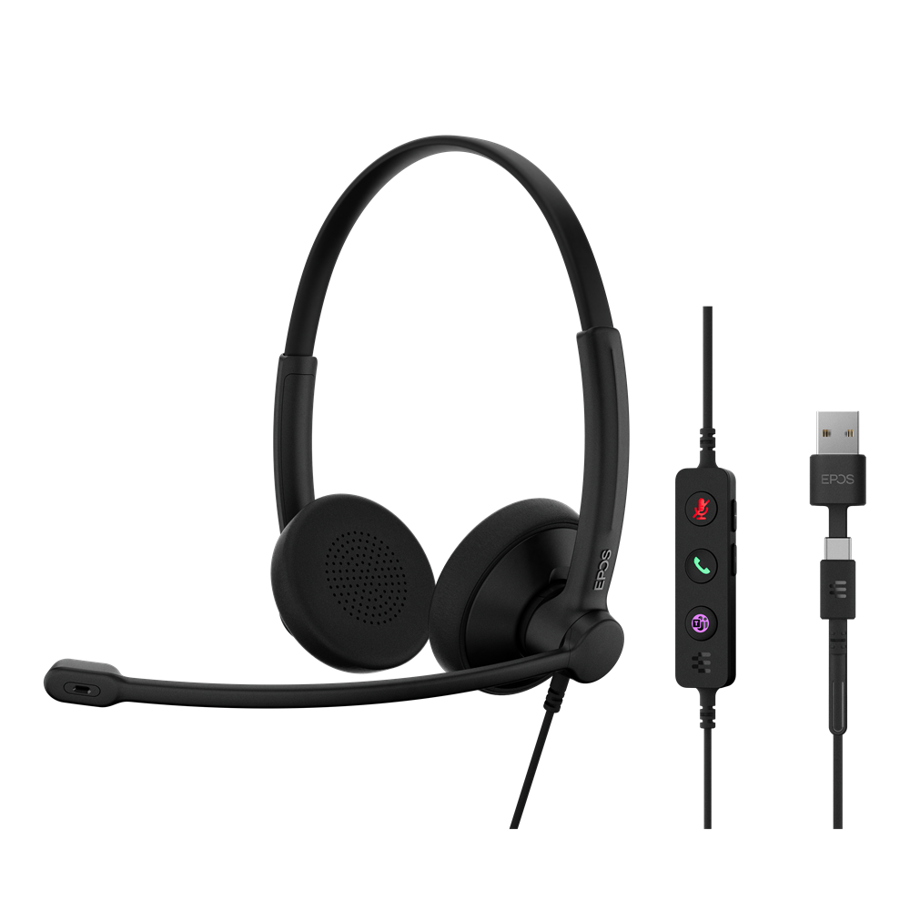 EPOS 1001421 hoofdtelefoon/headset Bedraad Hoofdband Kantoor/callcenter USB Type-C / USB Type-A Zwart