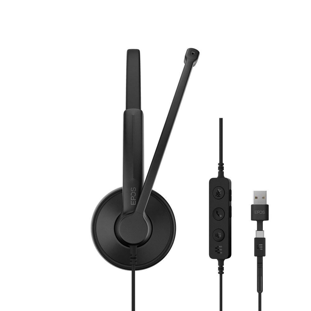 EPOS 1001421 hoofdtelefoon/headset Bedraad Hoofdband Kantoor/callcenter USB Type-C / USB Type-A Zwart